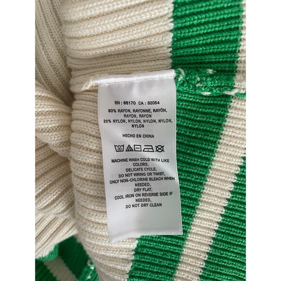 Anthropologie Green & Ivory Colorblock Polo Cardigan Sweater Top Small - Picture 7 of 7